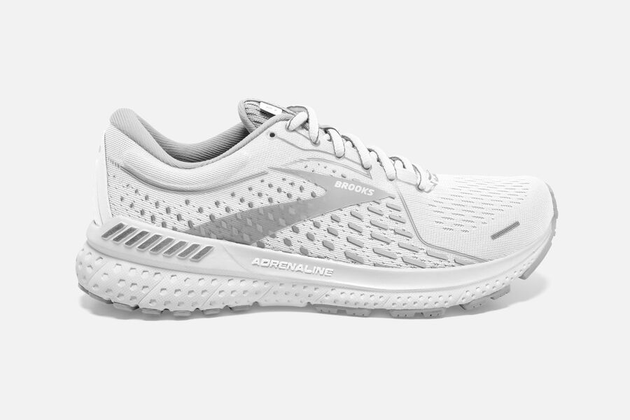 Brooks Running Shoes Womens White/Grey - Adrenaline GTS 21 Road - 3071-TANOP